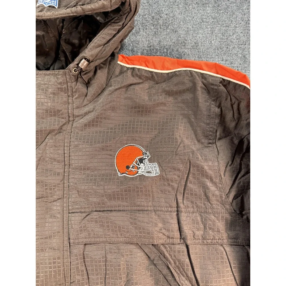 Vintage Cleveland Browns Jacket Mens Large Brown‎ NFL Football Puma Hooded Logo